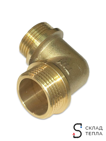 Отвод 90° латунный резьбовой равнопроходный TIM (НР/НР) - 1" (1шт). Вид 3.
