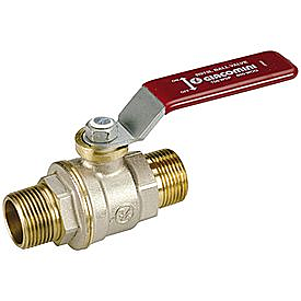 Кран шаровой полнопроходной Giacomini R913L - 1/2' (НР/НР, PN42, Tmax 185°С, ручка-рычаг красная)