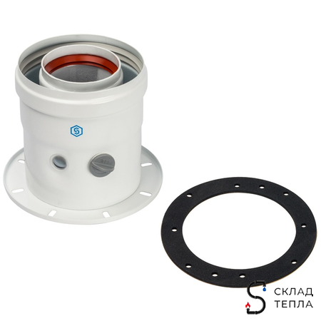 Адаптер для котла вертикальный для коаксиального дымохода STOUT D60/100 мм (для Bosch, Buderus). Вид 1.