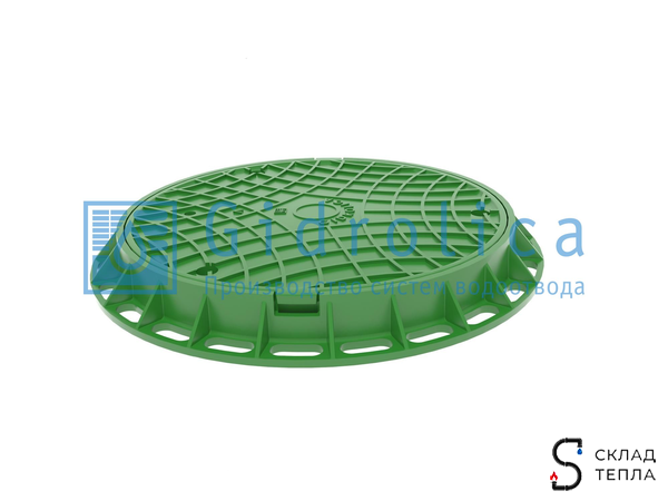 Люк канализационный пластиковий зеленый Gidrolica 80х750 мм. Вид 2.