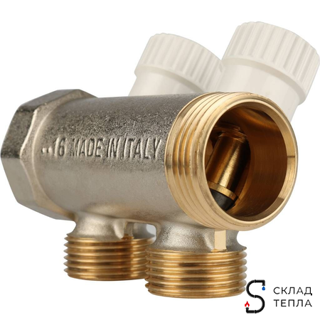 Коллектор регулирующий STOUT- 1" (НР/ВР) на 2 контура 3/4" (EK). Вид 8.