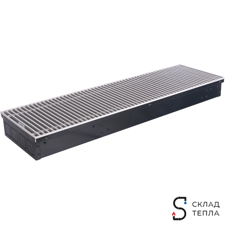 Конвектор внутрипольный SCN 80.380.2400 (Решётка роликовая, анодированный алюминий). Вид 1.