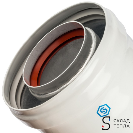Адаптер для котла вертикальный для коаксиального дымохода STOUT D60/100 мм (для Vaillant, Protherm). Вид 4.