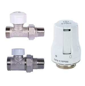 Комплект подключения радиатора STOUT прямой 1/2' х 3/4' EK (PN10, Tmax - 120°С)