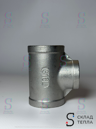 Тройник  резьбовой переходной из нержавеющей стали Benarmo (ВР) - 2" x 1 1/2" x 2". Вид 6.