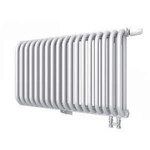 Радиатор 2 трубчатый Rommer Ventil 300 - 19 секций (нижнее подключение, цвет белый RAL9016)