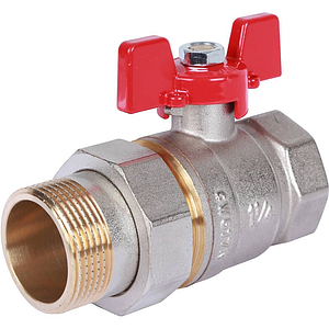 Кран шаровой полнопроходной Rommer - 1 1/4' (нр./нр.,PN40, ручка бабочка красная)