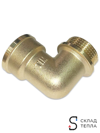 Отвод 90° латунный резьбовой равнопроходный TIM (НР/ВР) - 2" (1шт). Вид 5.