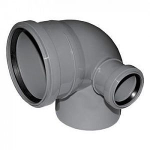 Отвод 87° с левым патрубком для внутренней канализации СИНИКОН - 110 x 50