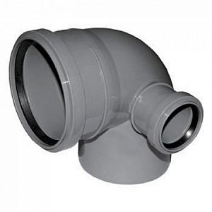 Отвод 87° с левым патрубком для внутренней канализации СИНИКОН - 110 x 50