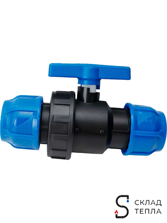 Кран шаровой муфта-муфта Valfex - 40 (винтовой, для труб ПНД). Вид 2.