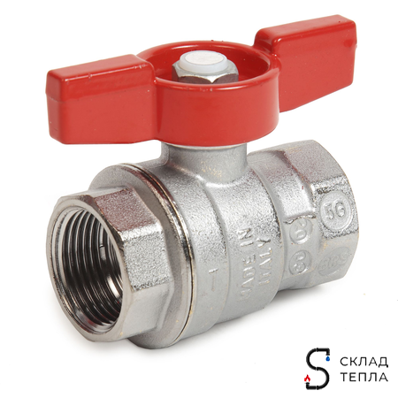 Кран шаровой полнопроходной Giacomini R851 - 3/4" (ВР/ВР, PN35, Tmax 185°С, ручка-бабочка красная). Вид 4.