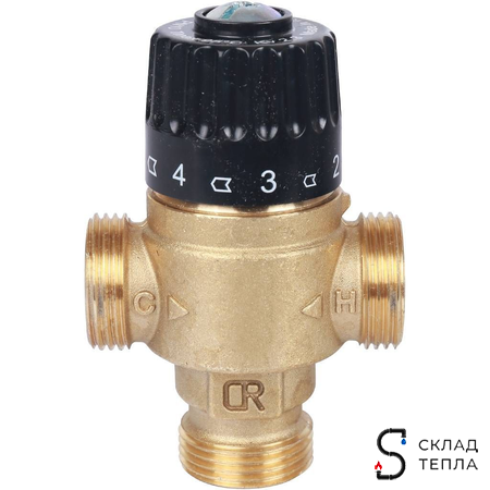 Термостатический смесительный клапан STOUT 3/4" (30°-65°C, KVs 2,3 м³, центральное смешиванивание. Вид 6.