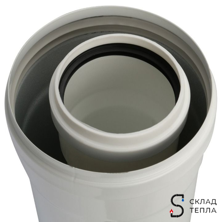 Труба для коаксиального дымохода STOUT D60/100 мм, длина 500 мм (для конденсационного котла). Вид 3.