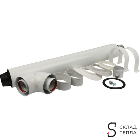 Комплект прохода через стену для коаксиального дымохода STOUT D60/100 мм (универсальный). Вид 1.