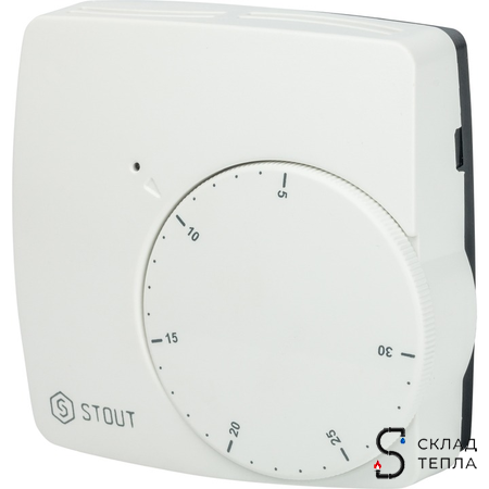 Комнатный проводной термостат STOUT WFHT-BASIC со светодиодом. Вид 2.