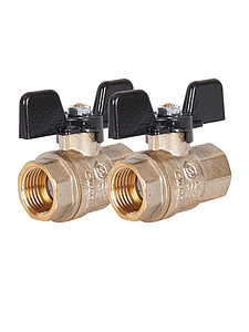 Кран шаровой полнопроходной STOUT - 1/2' (ВР/ВР, ручка-бабочка черная, 2шт)