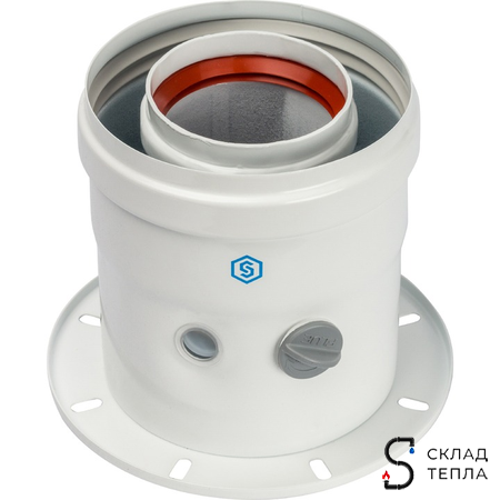 Адаптер для котла вертикальный для коаксиального дымохода STOUT D60/100 мм (для Bosch, Buderus). Вид 2.