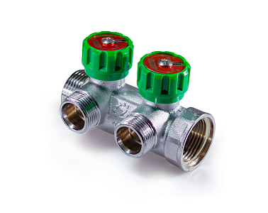 Коллектор регулирующий Zeissler- 3/4'(НР/ВР) на 2 контура 1/2' (плоское уплотнение)