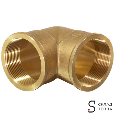 Отвод 90° латунный резьбовой равнопроходный TIM (ВР/ВР) - 1" (1шт). Вид 1.