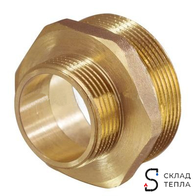 Ниппель латунный резьбовой переходной TIM - 1/2" x 1/4". Вид 1.