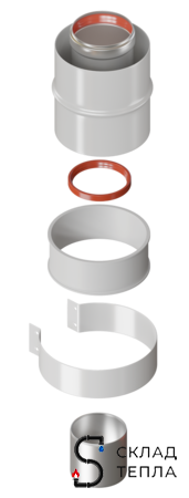 Адаптер вертикальный Rommer 60/100 (Baxi (кроме ECO Nova/Classic), Vaillant, Viessmann). Вид 1.