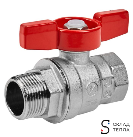 Кран шаровой полнопроходной Giacomini R854 - 1/2" (ВР/НР, PN35, Tmax 185°С, ручка-бабочка красная). Вид 4.
