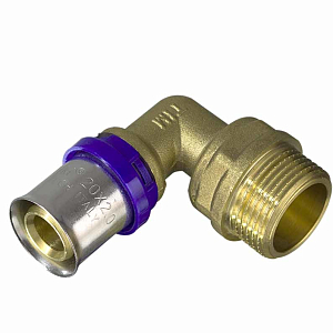 Переход на наружную резьбу угловой TIM - 20 x 1/2" (прессовой, для металлопластиковых труб) Переход на наружную резьбу угловой TIM - 20 x 1/2' (прессовой, для металлопластиковых труб)