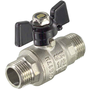 Кран шаровой полнопроходной TIM - 3/4' (НР/НР, PN40, ручка-бабочка черная)