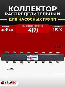 Стальной распределительный коллектор VALFEX на 4(7) контура в теплоизоляции