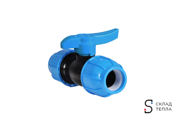 Кран шаровой муфта-муфта Arangul - 32 (винтовой, для труб ПНД). Вид 1.