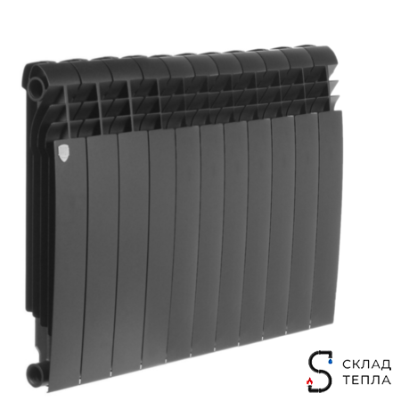 Радиатор биметаллический Royal Thermo BiLiner 500 Noir Sable (Чёрный) - 11 секций. Вид 1.