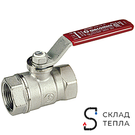Кран шаровой Giacomini R250D - 2 1/2" (ВР/ВР, PN35, Tmax 185°С, ручка-рычаг красная). Вид 1.