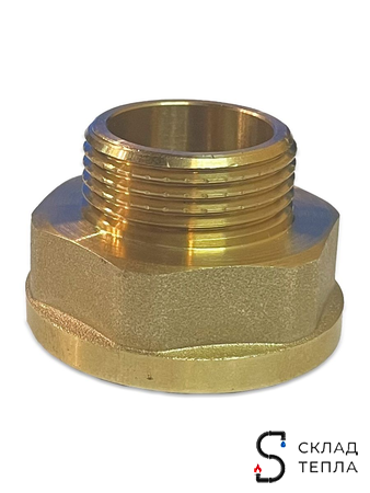 Переходник латунный с внутренней резьбой на наружную TIM - 2" x 1 1/4" (1шт). Вид 3.