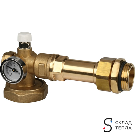 Насосно-смесительный узел STOUT - 1" (с термостатическим клапаном 20-43°C и насосом)*. Вид 7.