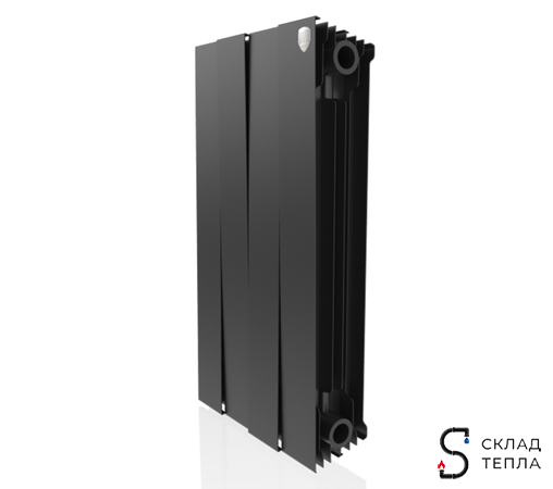 Радиатор биметаллический Royal Thermo PianoForte 500 Noir Sable (Чёрный) - 4 секций. Вид 1.
