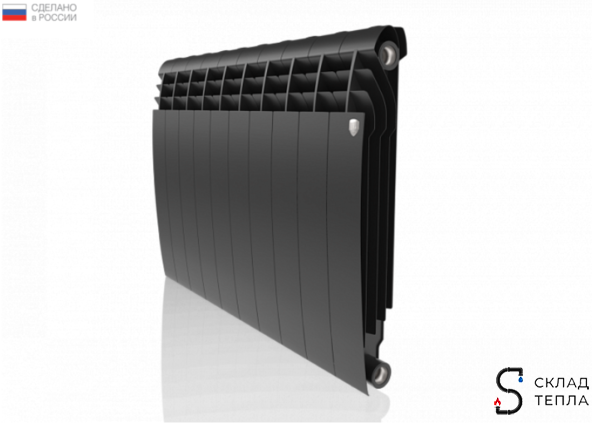 Радиатор алюминиевый Royal Thermo Biliner Alum 500 Noir Sable  - 10 секций. Вид 1.