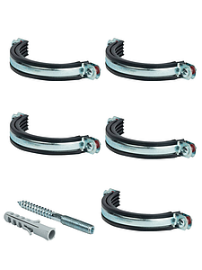 Комплект сантехнических хомутов со шпилькой STOUT - 4' (107–116 мм, 5 шт.)