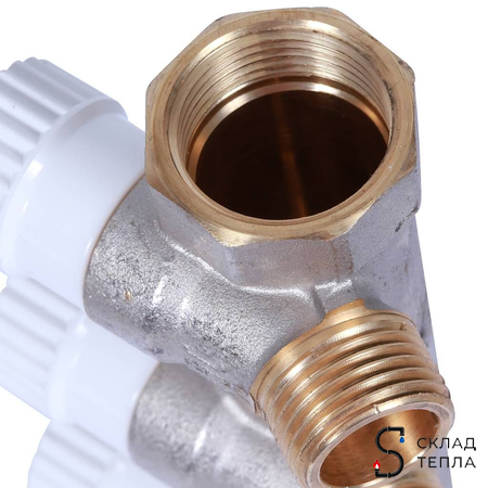 Коллектор регулирующий STOUT- 3/4" (НР/ВР) на 4 контура 1/2"(плоское уплотнение). Вид 8.