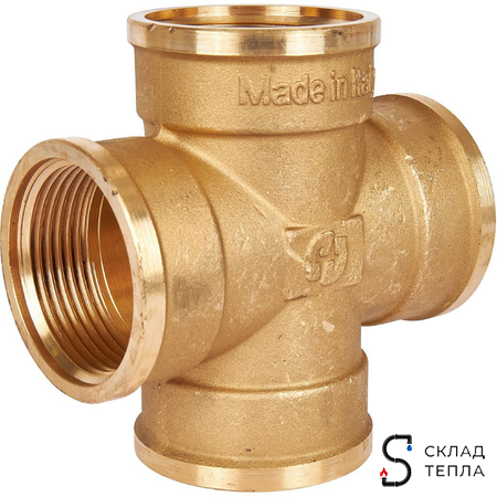 Крестовина латунная резьбовая равнопроходная STOUT (ВР) - 1 1/4". Вид 2.