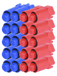 Комплект заглушек с наружной резьбой 1/2' (10 красных, 10 синих)