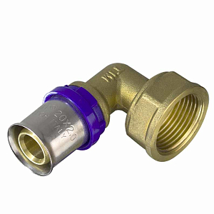 Переход на внутреннюю резьбу угловой TIM - 20 x 3/4" (прессовой, для металлопластиковых труб) Переход на внутреннюю резьбу угловой TIM - 20 x 3/4' (прессовой, для металлопластиковых труб)