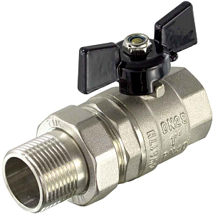 Кран шаровой полнопроходной TIM - 1/2' (ВР/НГ, PN50, ручка-бабочка черная)