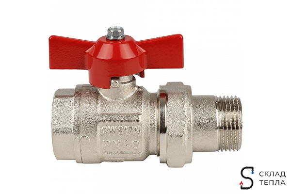 Кран шаровой полнопроходной ITAP IDEAL 098 - 3/4" (ВР/НГ, PN40, Tmax 150°С, ручка-бабочка красная). Вид 4.