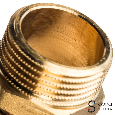 Ниппель латунный резьбовой равнопроходный STOUT - 1". Вид 4.