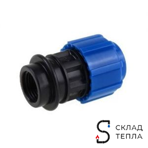 Переход на внутреннюю резьбу Политэк - 32 x 1" (винтовой, для труб ПНД). Вид 1.