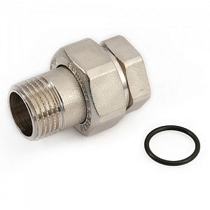 Соединение быстроразъемое (американка) латунное STOUT - 1' (ВР/НР,никель,уплотнение o-ring кольцо)