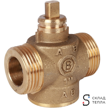 Компактный 2-ходовой зональный клапан STOUT с сервоприводом 230V (кабель 1м. НР 1", Kv 12). Вид 4.