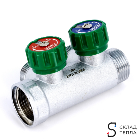 Коллектор FAR MULTIFAR 3821 - 3/4"(НР/ВР) на 2 контура 1/2"(EK). Вид 2.