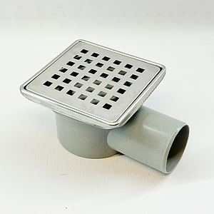 Трап горизонтальный VALFEX 100х100 с выпуском 50мм (решетка и окантовка из нерж. стали)